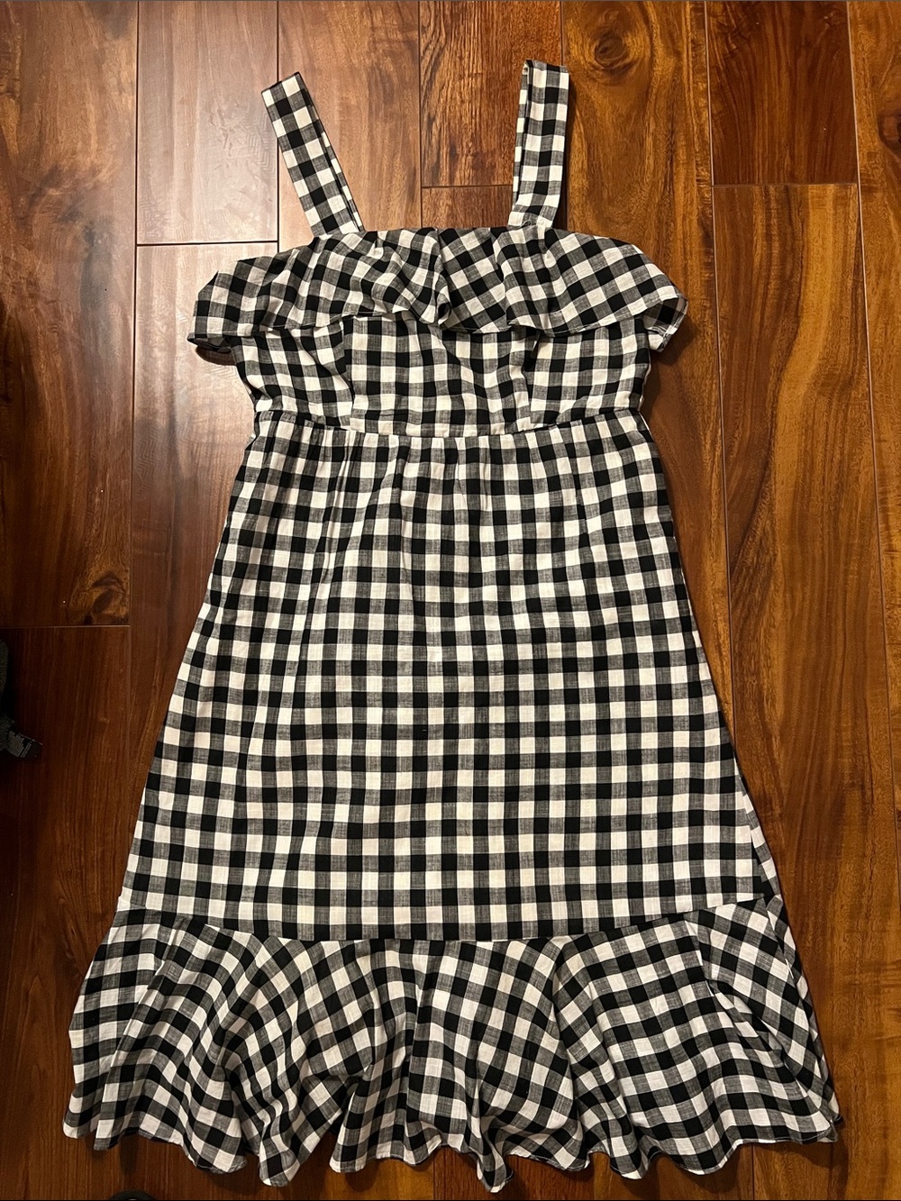 J. Crew Black and White Gingham Midi Sundress